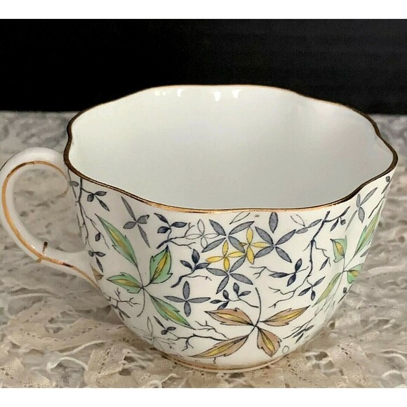 Bone China Cup & Saucer Taylor Kent Longton Scalloped Edge 1940s England - Picture 3 of 8